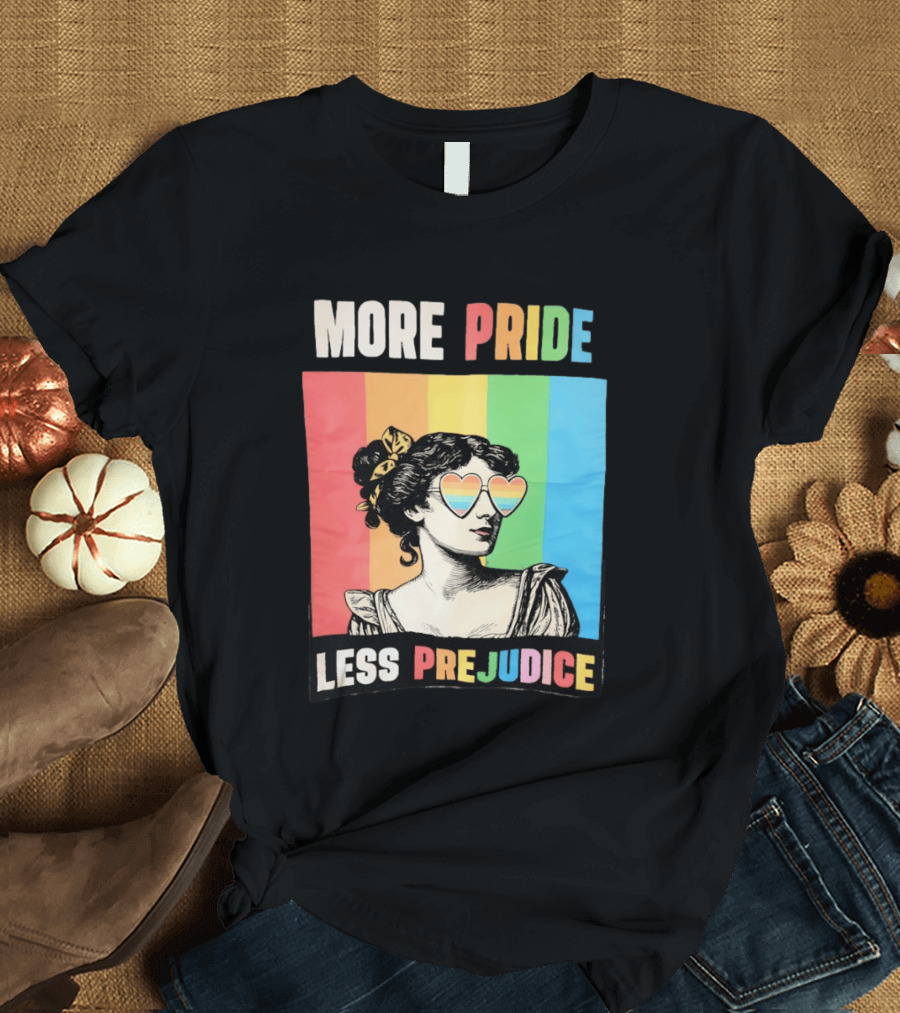 More Pride Less Prejudice Rainbow Heart Sunglasses Regency T-Shirt