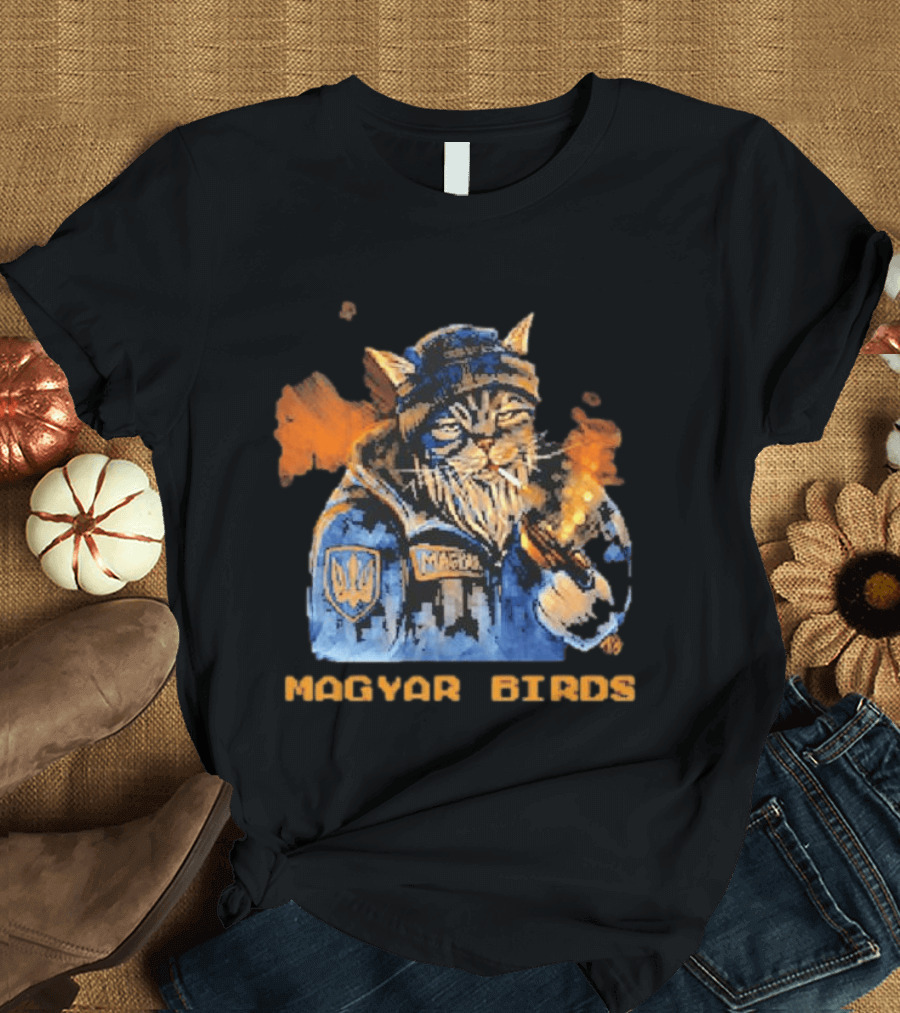 Magyar Birds Viking Cat Warrior Artillery T-Shirt