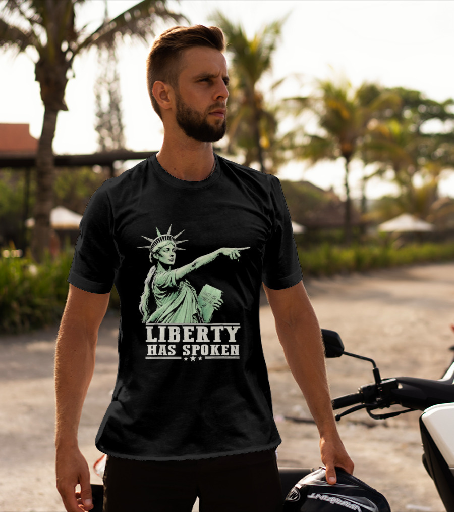 Liberty Has Spoken Statue Of Liberty Vintage Pointing Gesture T-Shirt