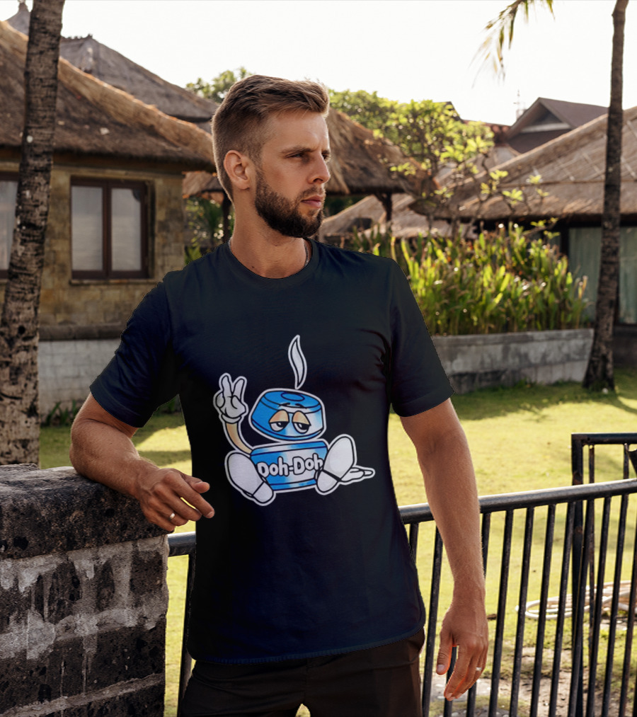 Doh Doh Peace Sign Playful Cartoon Character In Relaxed Pose T-Shirt