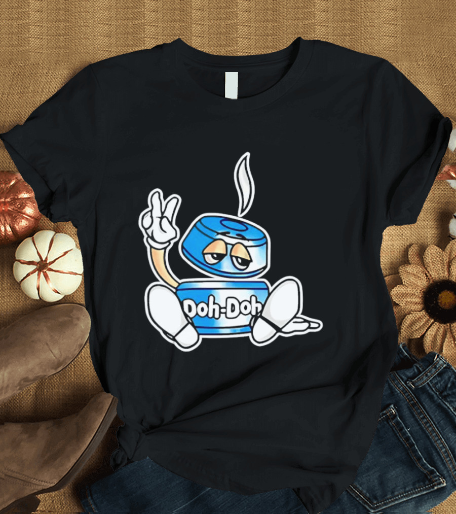 Doh Doh Peace Sign Playful Cartoon Character In Relaxed Pose T-Shirt