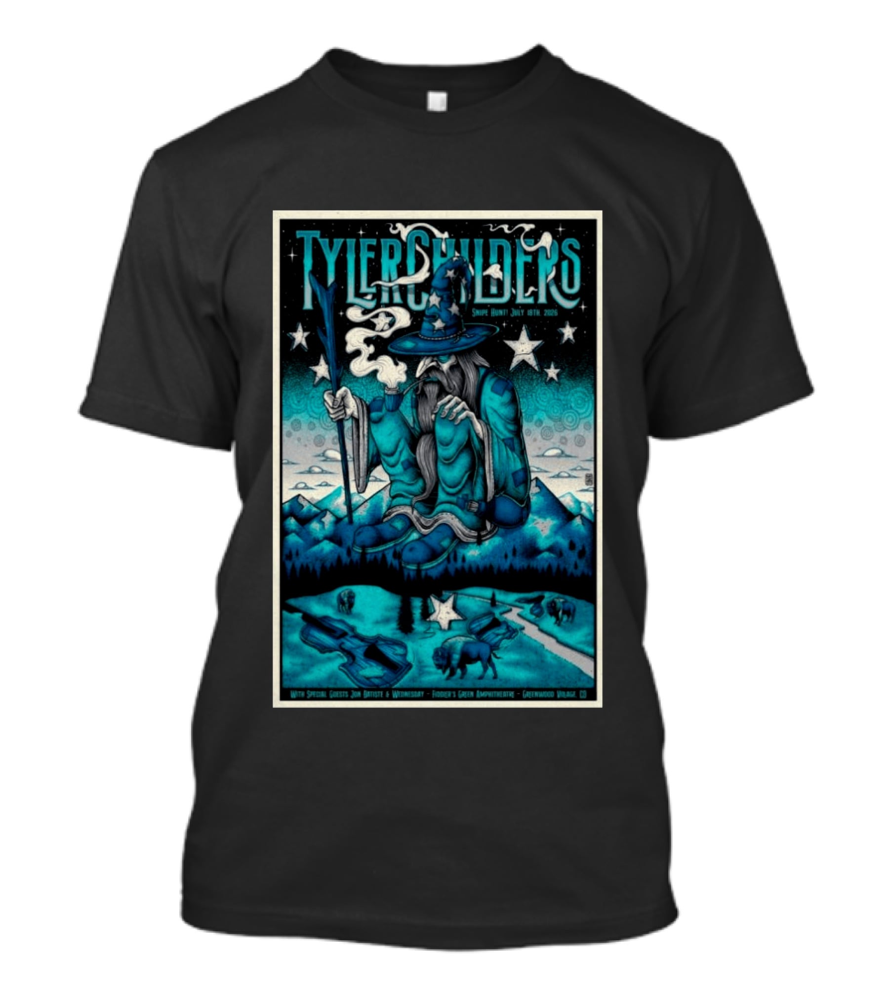 Tyler Childers Snipe Hunt July 18th 2026 Fiddler's Green Amphitheatre Greenwood Village CO T-Shirt