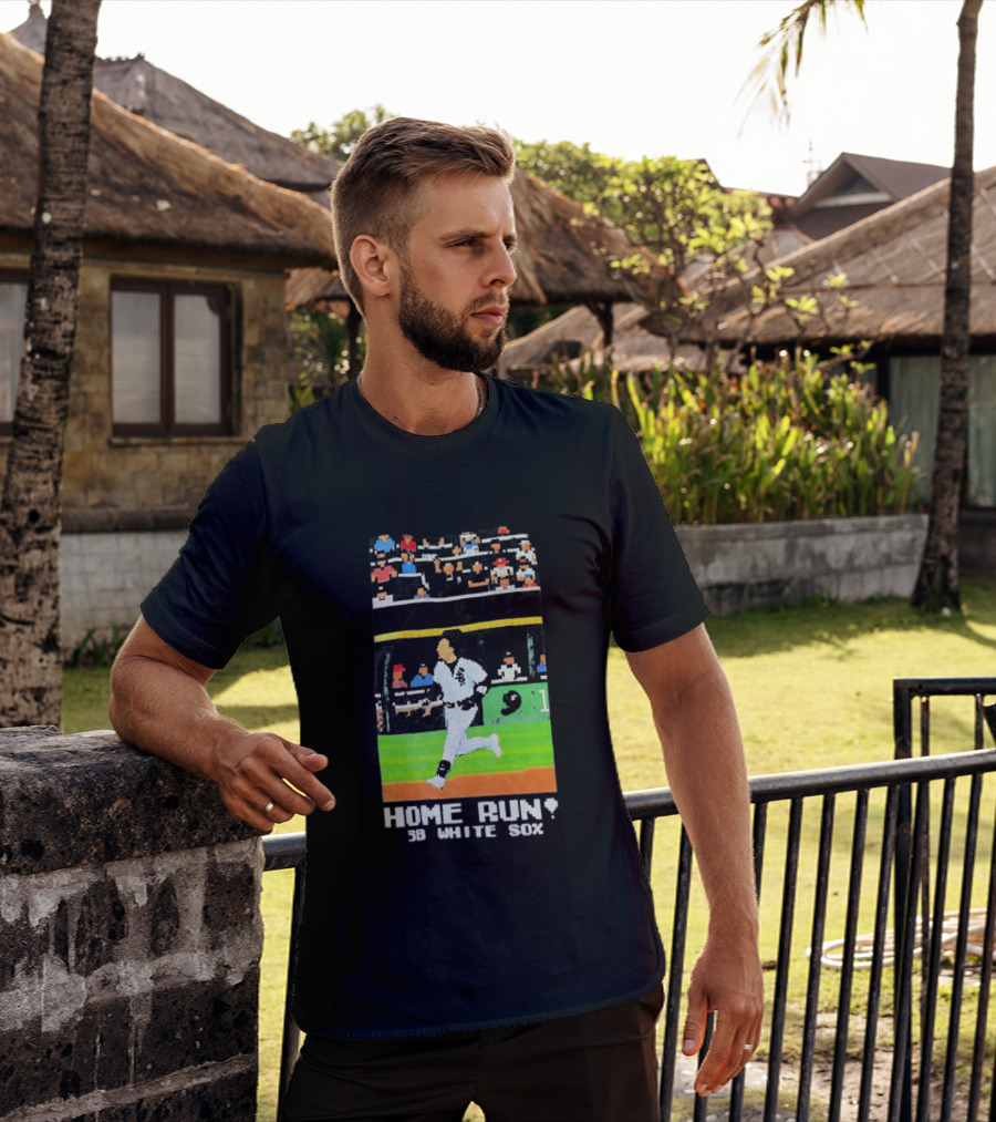 Home Run 3B White Sox Pixel Baseball T-Shirt