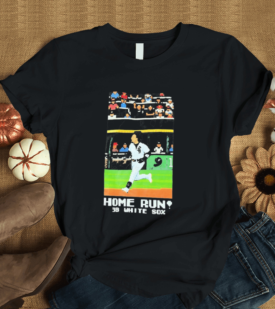 Home Run 3B White Sox Pixel Baseball T-Shirt