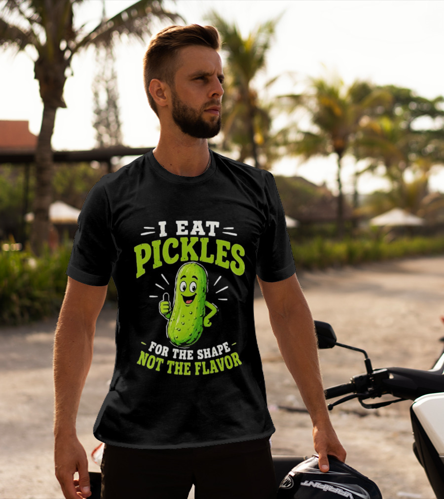 I Eat Pickles For The Shape Not The Flavor Thumb Up Cartoon T-Shirt