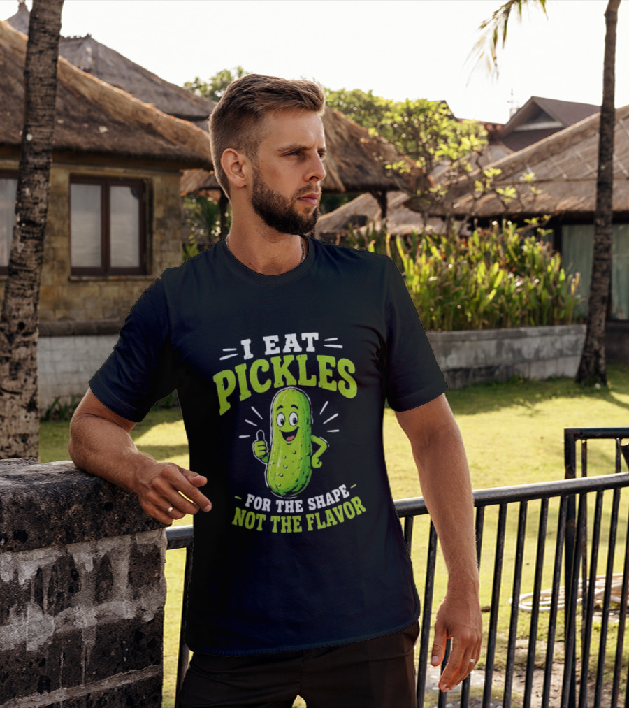 I Eat Pickles For The Shape Not The Flavor Thumb Up Cartoon T-Shirt