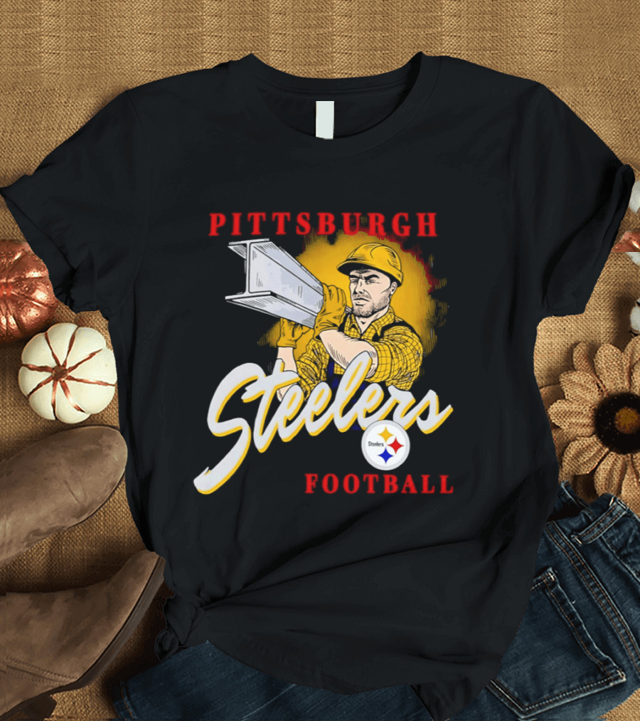 Pittsburgh Steelers Football Worker Steel Beam Icon With Team T-Shirt