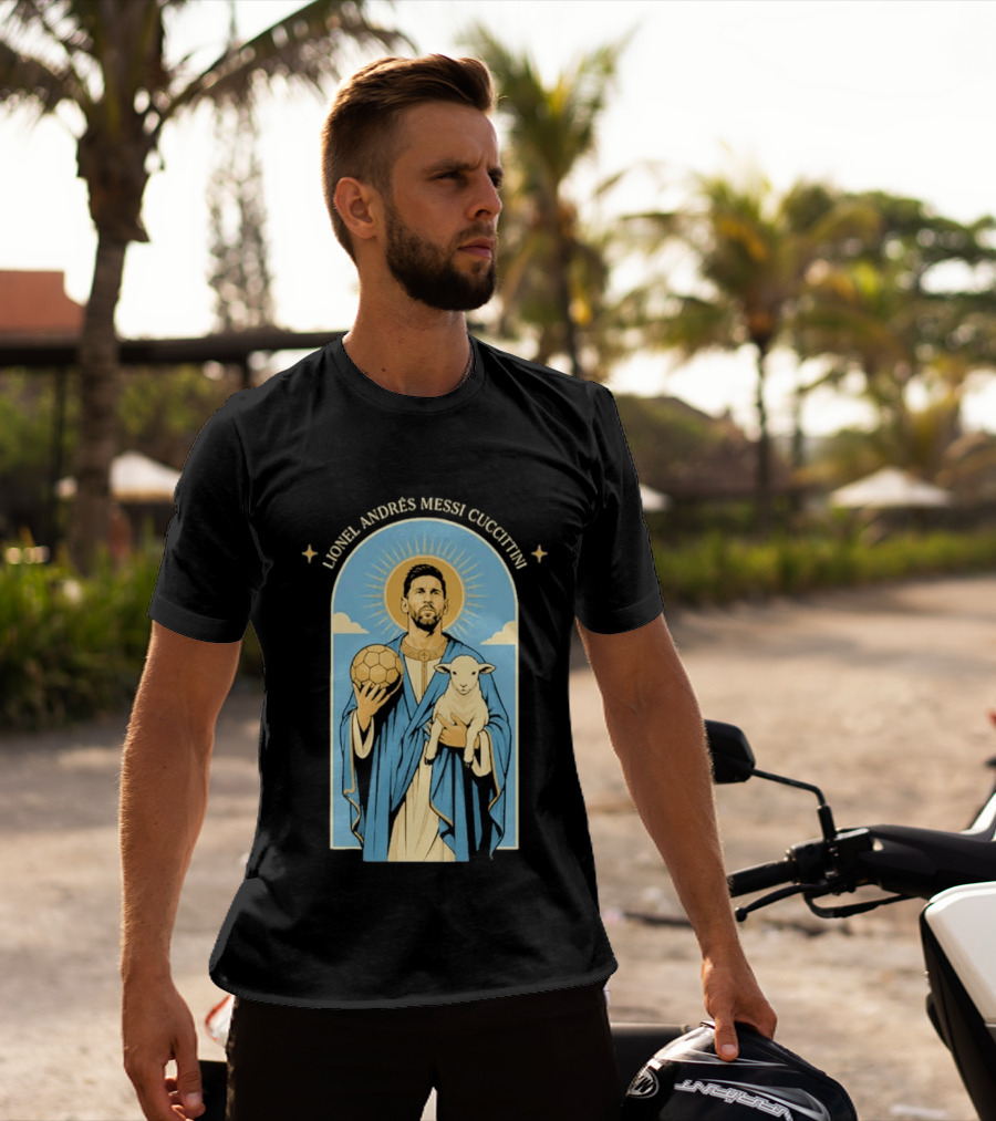 In GOAT We Trust Lionel Andrés Messi Cuccittini Golden Ball Lamb T-Shirt