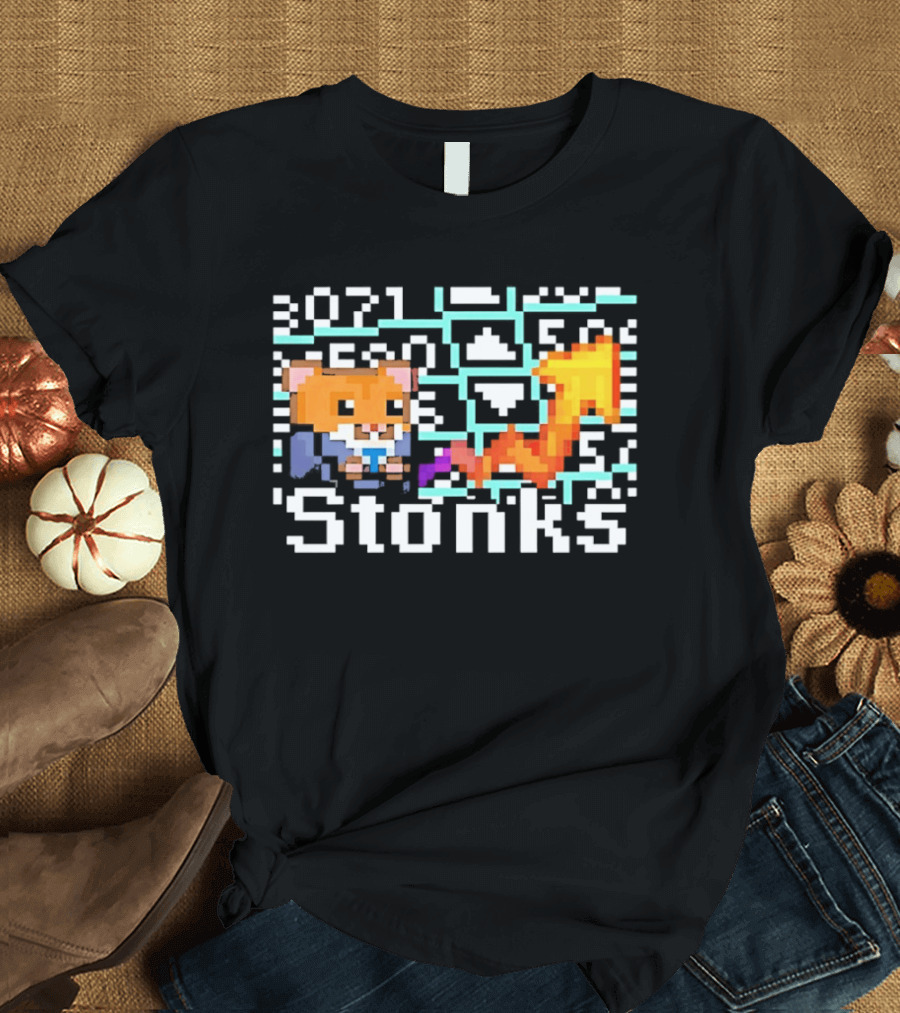 Pixel Hamster Stonks Meme Stock Trading 3071 T-Shirt