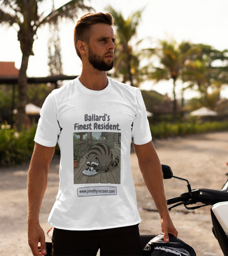 Ballard's Finest Resident Jimothy Raccoon Website Text Visual T-Shirt