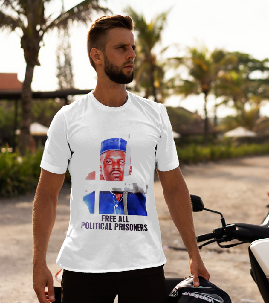 Free All Political Prisoners Protest Activism Painting Blue Beret T-Shirt