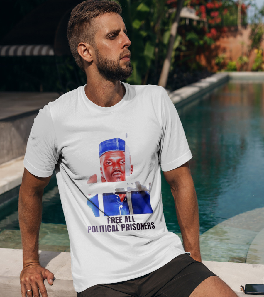 Free All Political Prisoners Protest Activism Painting Blue Beret T-Shirt