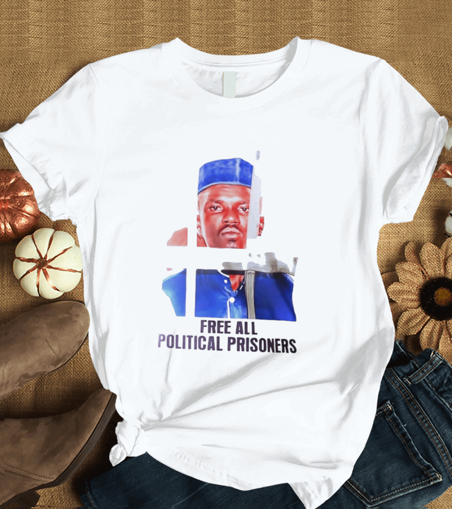 Free All Political Prisoners Protest Activism Painting Blue Beret T-Shirt