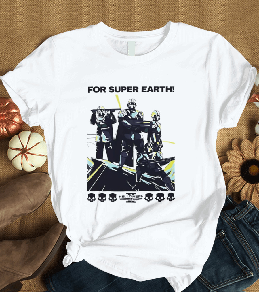 Helldivers II For Super Earth Video Game Soldiers T-Shirt