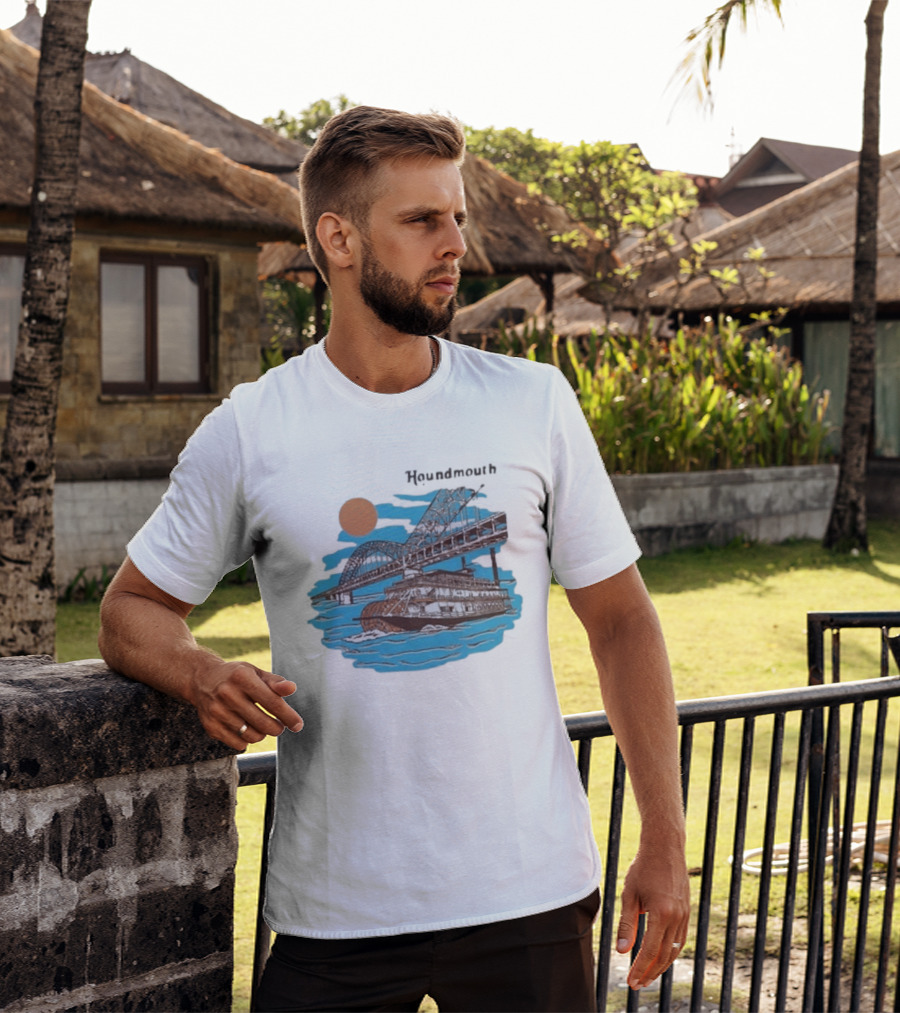 Houndmouth Riverboat Under Bridge With Sun And Waves T-Shirt