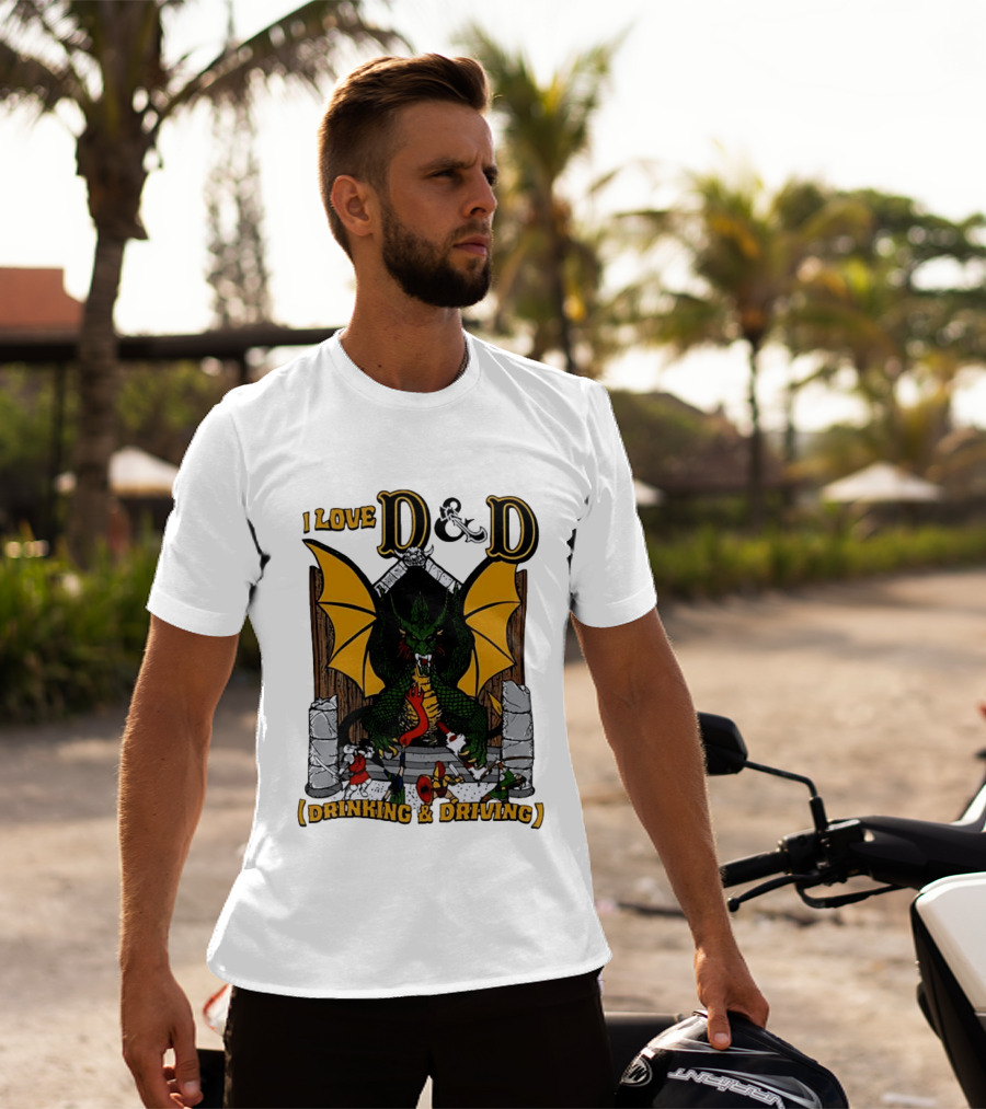 I Love D&D Drinking And Driving Dungeons And Dragons Dragon Fantasy Adventure T-Shirt