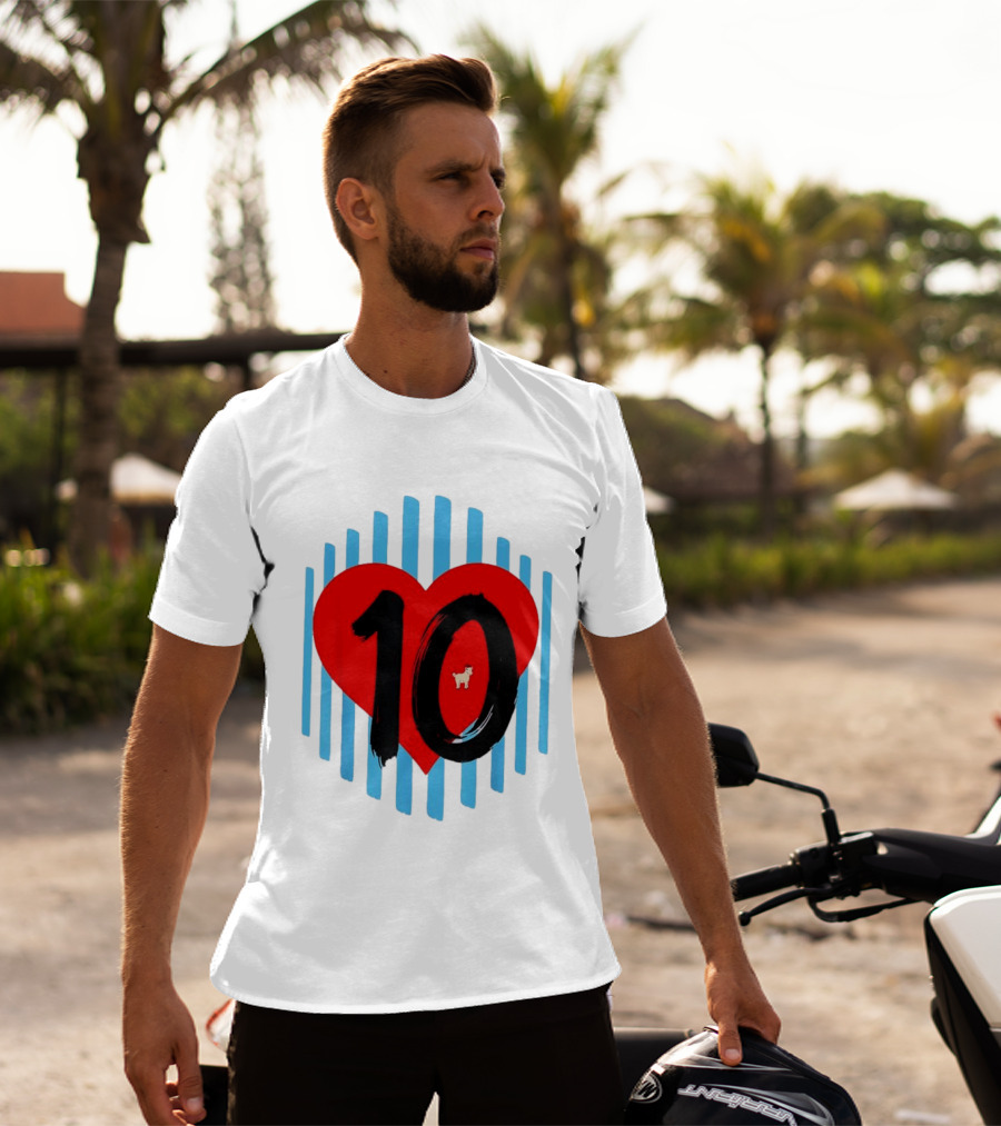 Messi Heart 10 Goat Greatest Of All Time T-Shirt