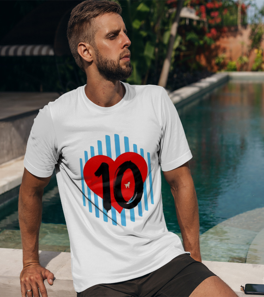 Messi Heart 10 Goat Greatest Of All Time T-Shirt