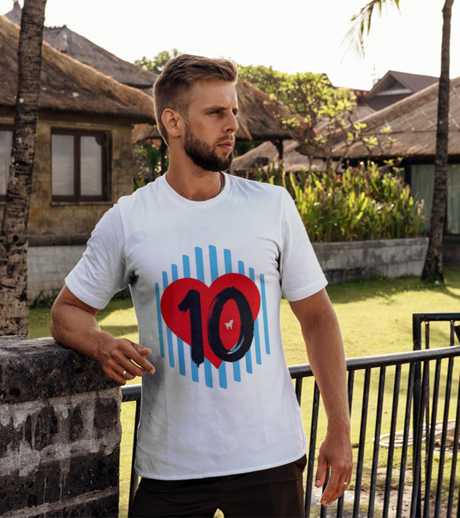 Messi Heart 10 Goat Greatest Of All Time T-Shirt
