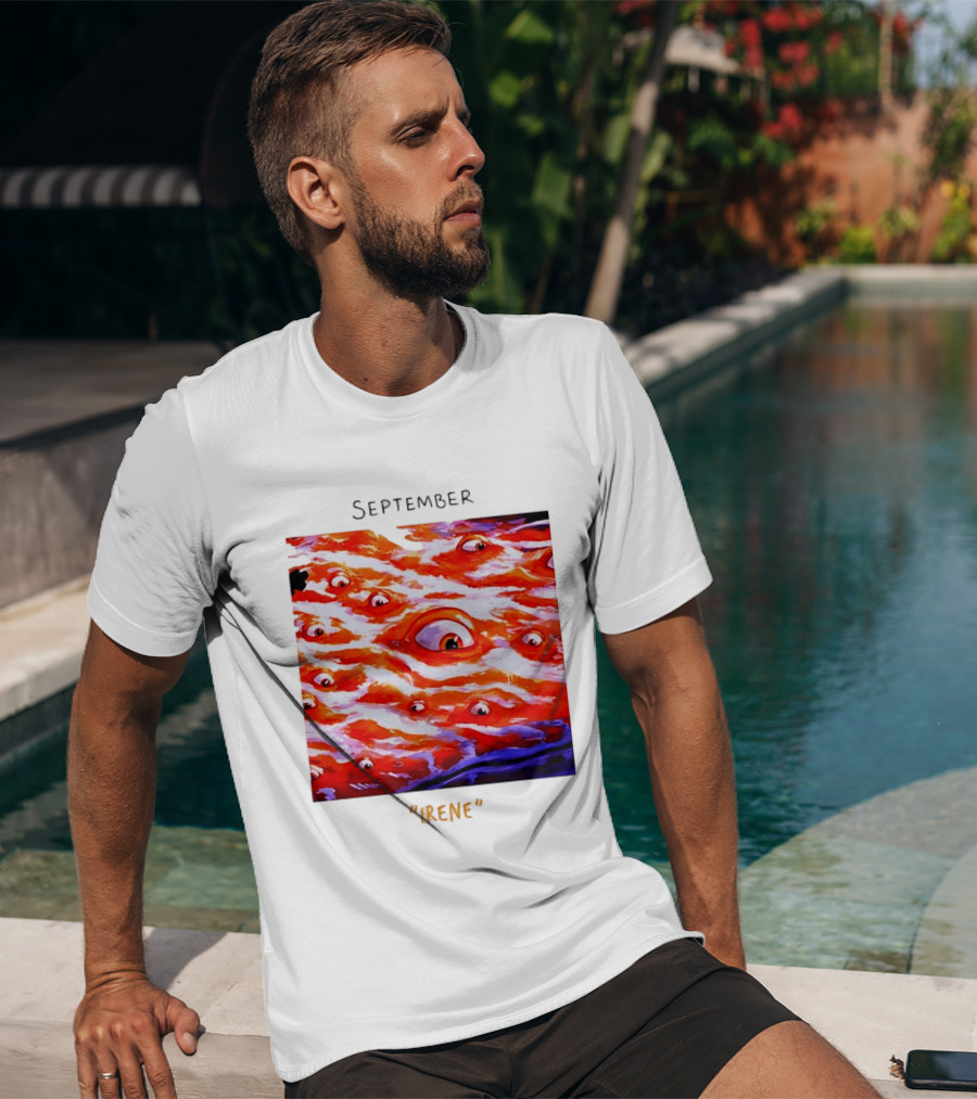 September Irene Surreal Eye Red Waves With Multiple Eyes T-Shirt