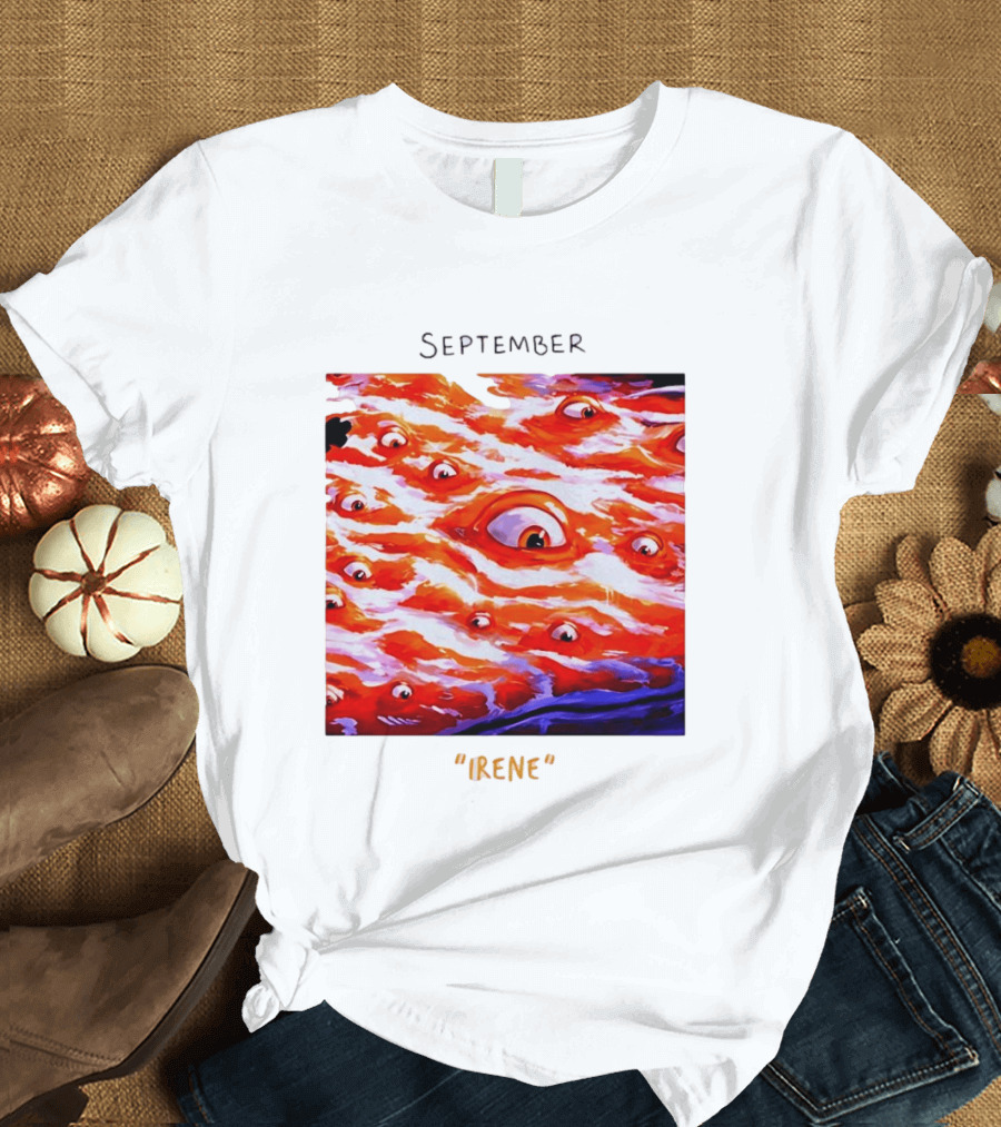 September Irene Surreal Eye Red Waves With Multiple Eyes T-Shirt