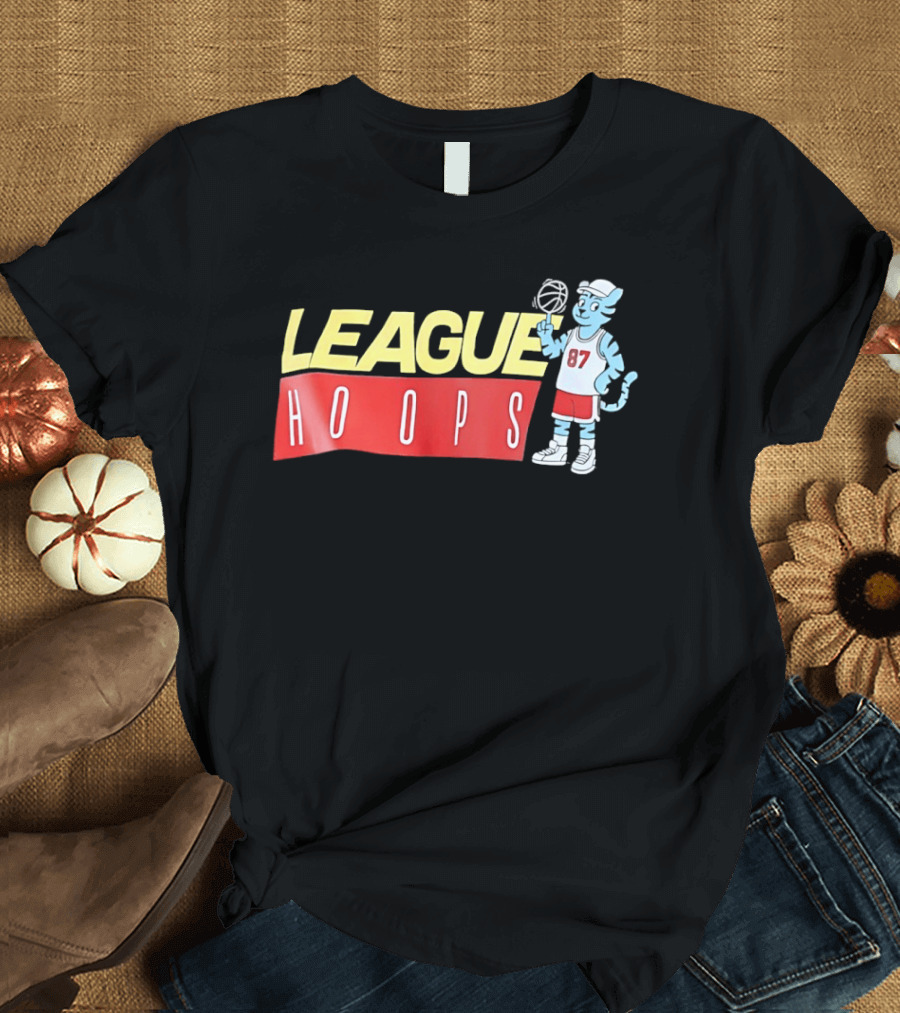 League Hoops Tiger 87 Basketball Cartoon T-Shirt