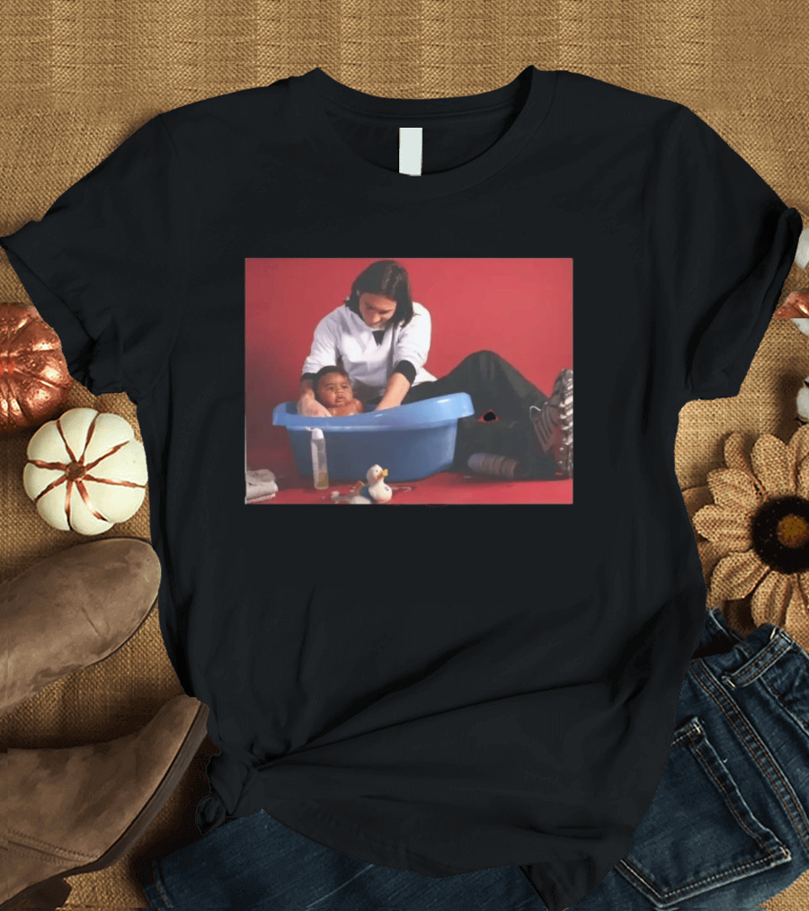 Messi Bathing Baby Lamine Yamal In Blue Tub T-Shirt