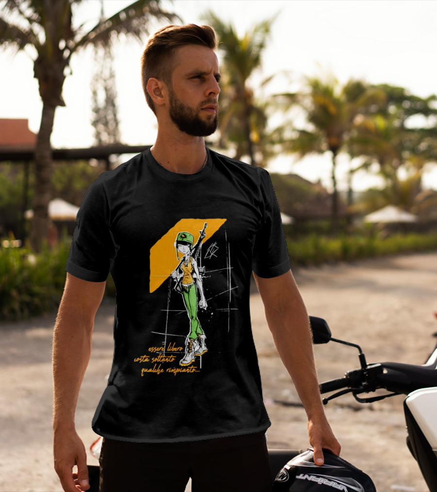 Essere Libero Costa Soltanto Qualche Rimpianto Army Girl With Rifle And Green Hat T-Shirt