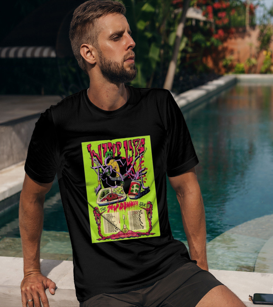 Wine Lips TV Dinner Tour 2026 Canada USA Neon Zombie Concert T-Shirt