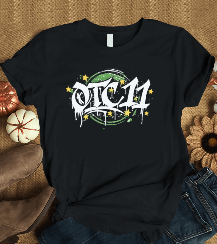 OTC11 Graffiti Urban Drip Stars Green And Yellow T-Shirt