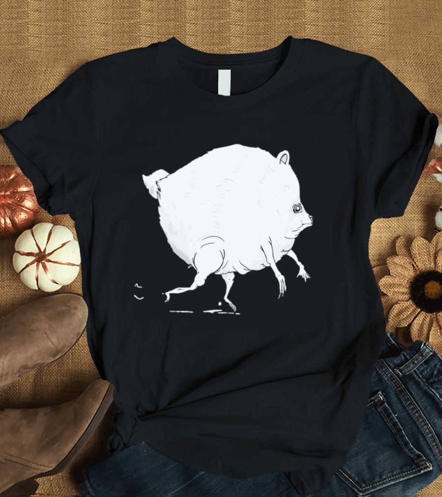 Running Round Hamster Creature Absurd White Quadruped Honesty T-Shirt