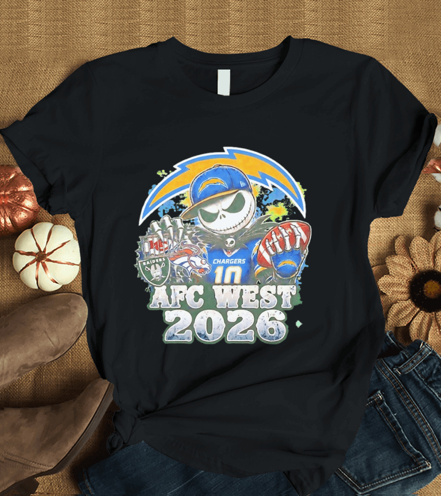 Los Angeles Chargers Jack Skellington Raiders Broncos AFC West 2026 T-Shirt