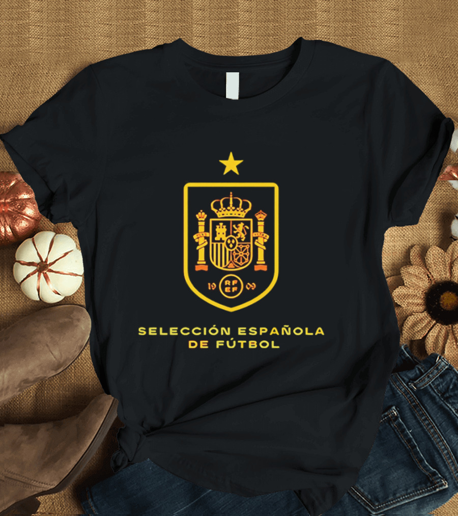 Selección Española De Fútbol Escudo Oficial Con Estrella De Campeones De Fútbol T-Shirt