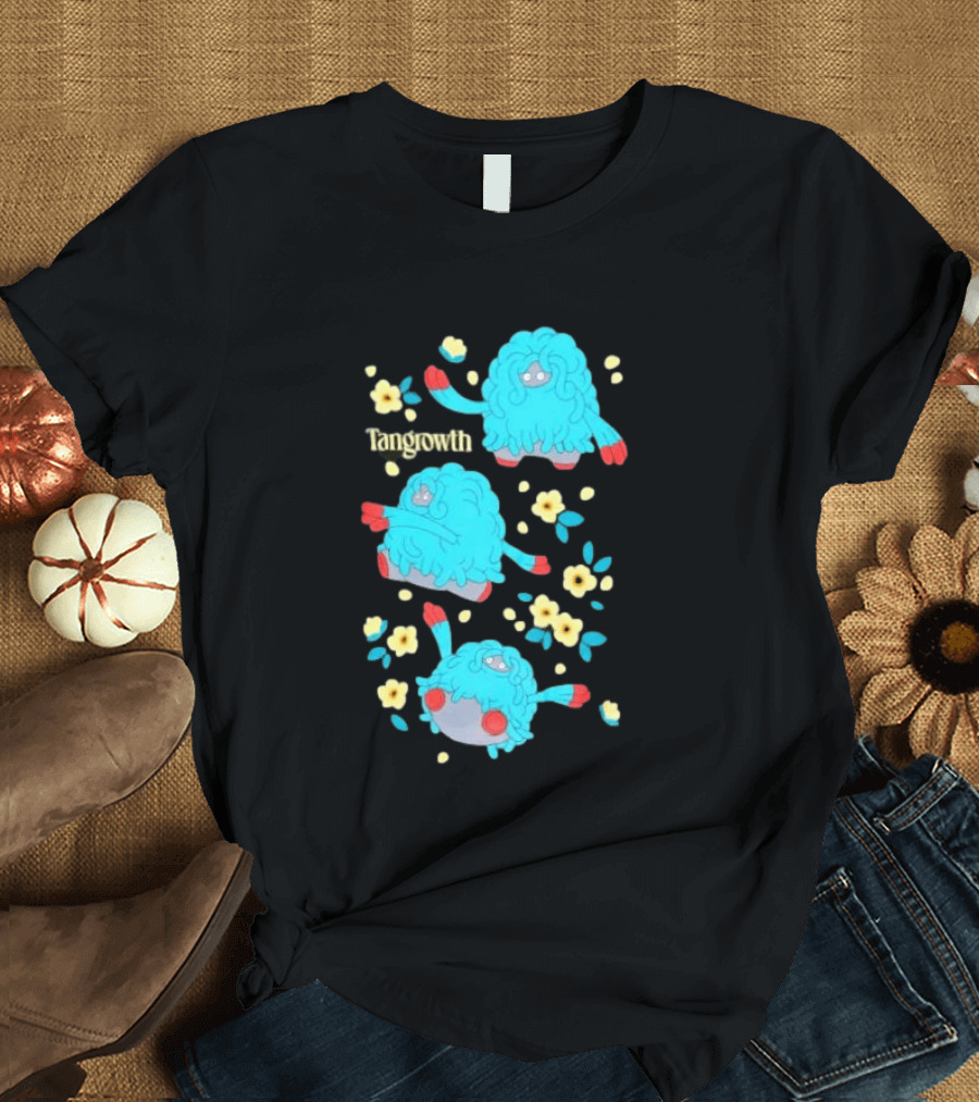 Tangrowth Pokémon Floral Grass Type Yellow Flowers And Blue Vines T-Shirt