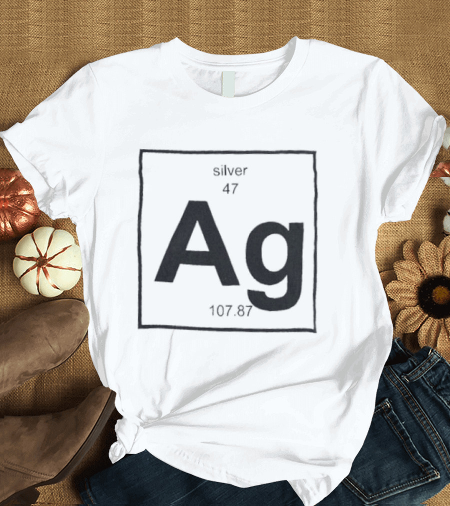 Silver Periodic Table Element Ag 47 Atomic Number 107.87 Chemistry T-Shirt