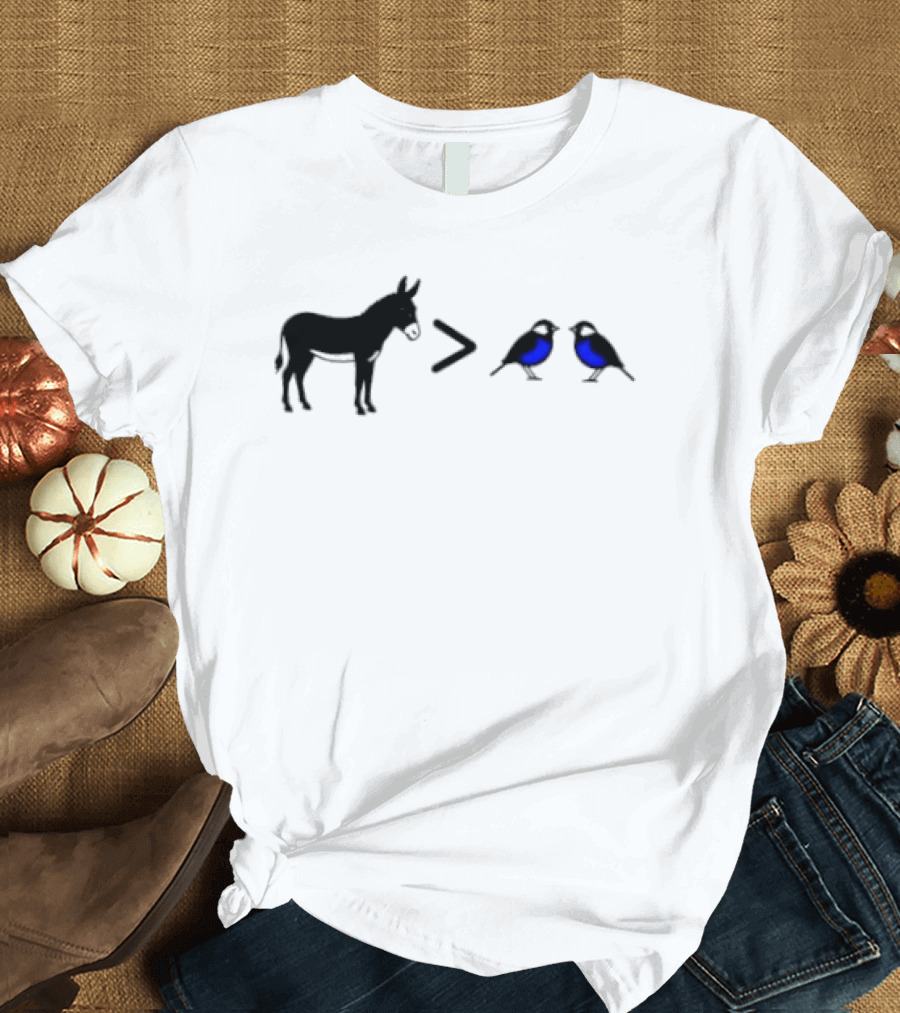 Donkey Greater Than Two Birds Math Fun Equation T-Shirt