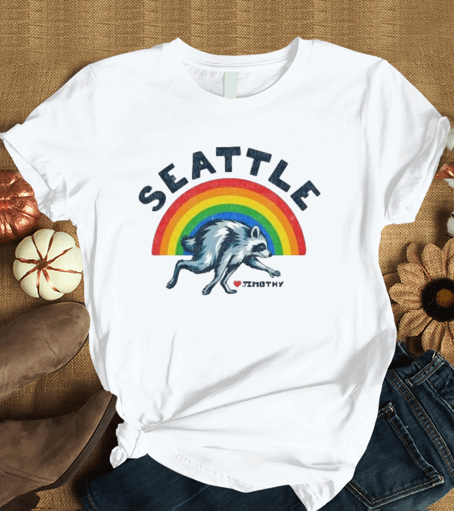 Seattle Jimothy Rainbow Pride 2026 Raccoon Heart T-Shirt