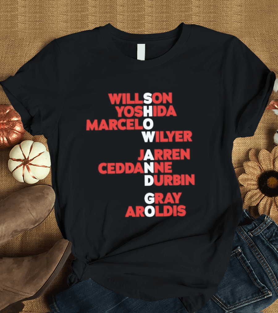 Boston Baseball Show And Go Willson Yoshida Marcel Wilyer Jarren Ceddanne Durgin Gray Aroldis 2026 Names Word Game T-Shirt