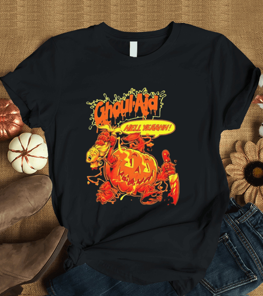 Ghoul Aid Hell Yeaahh Pumpkin Halloween Knife Monster T-Shirt