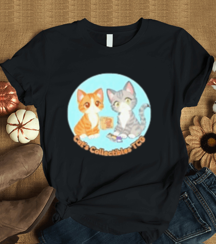 Cat's Collectibles TCG Cute Cartoon Cats Holding Trading Cards T-Shirt