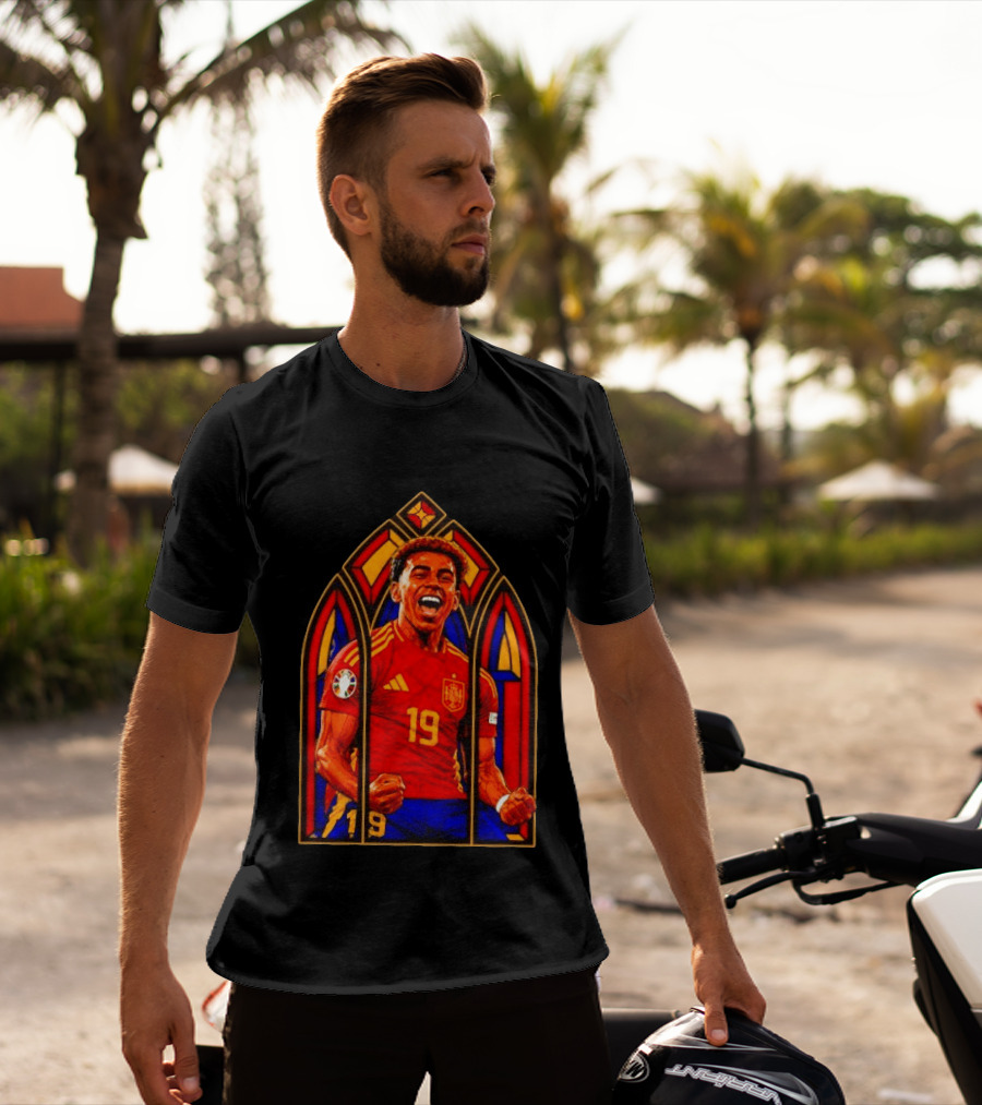 Lamine Yamal Spain National Team Number 19 Stained Glass Artistry T-Shirt