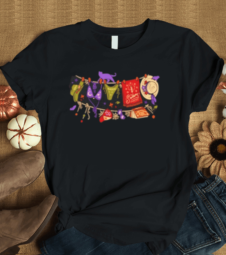 Hocus Pocus Amuck Salem Witch Laundry Line Halloween T-Shirt