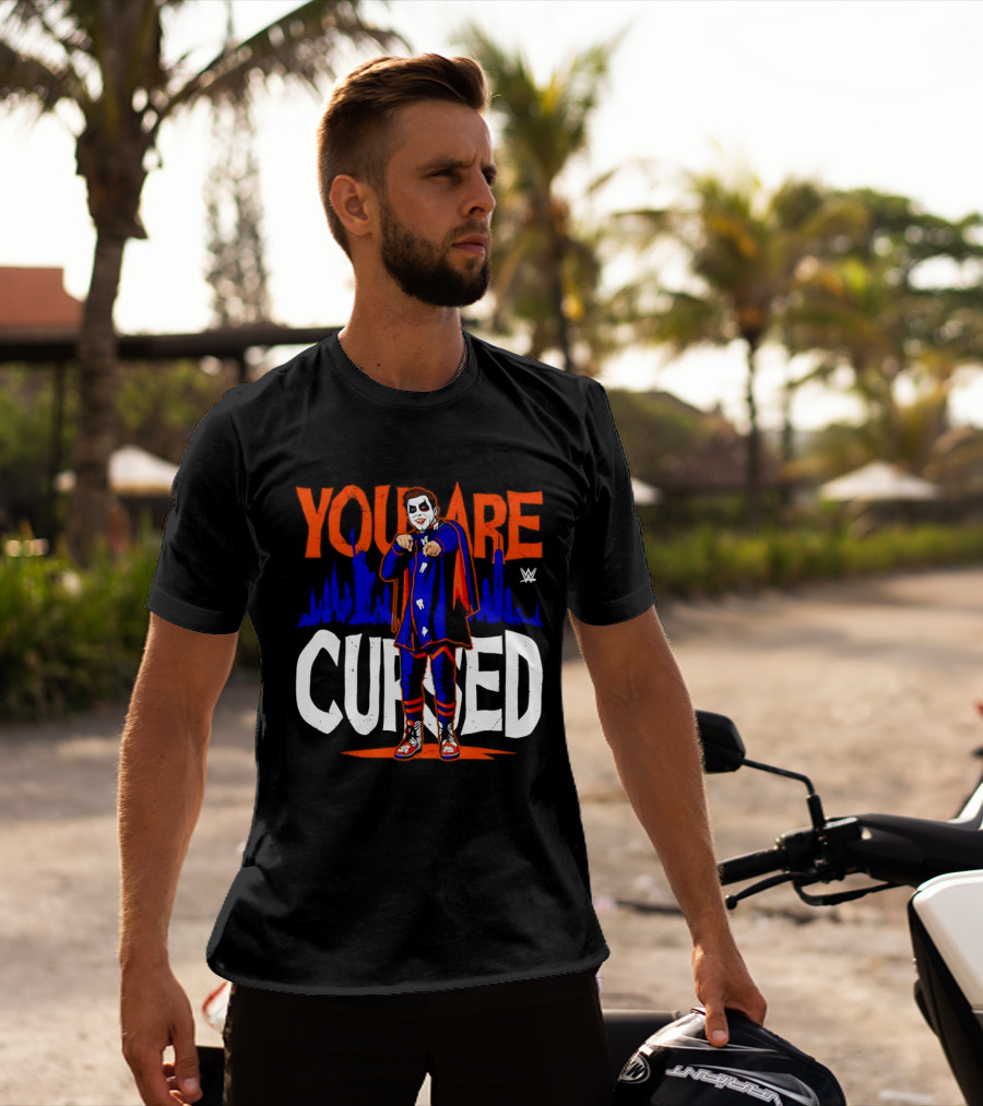 Danhausen You Are Cursed WWE Distressed Orange Blue Jokerface T-Shirt