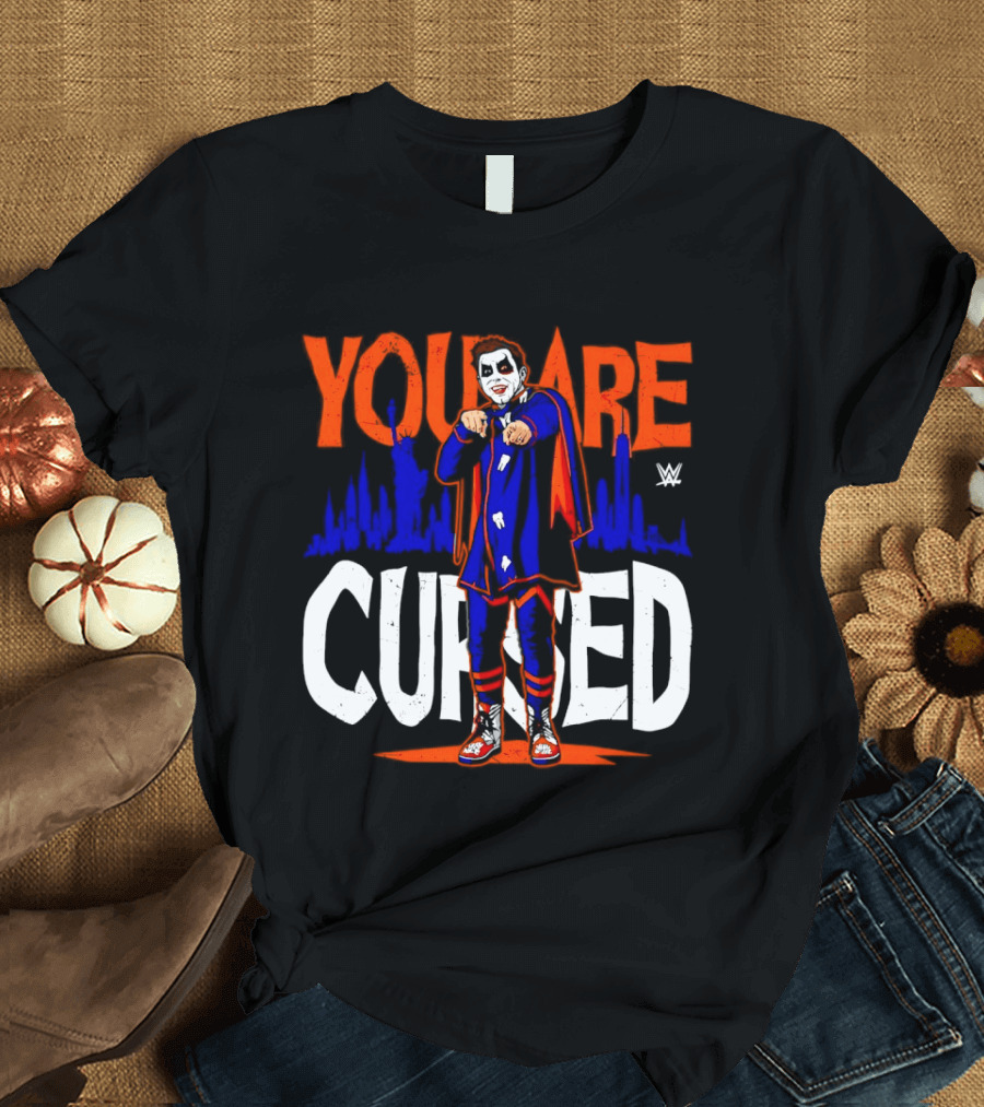 Danhausen You Are Cursed WWE Distressed Orange Blue Jokerface T-Shirt