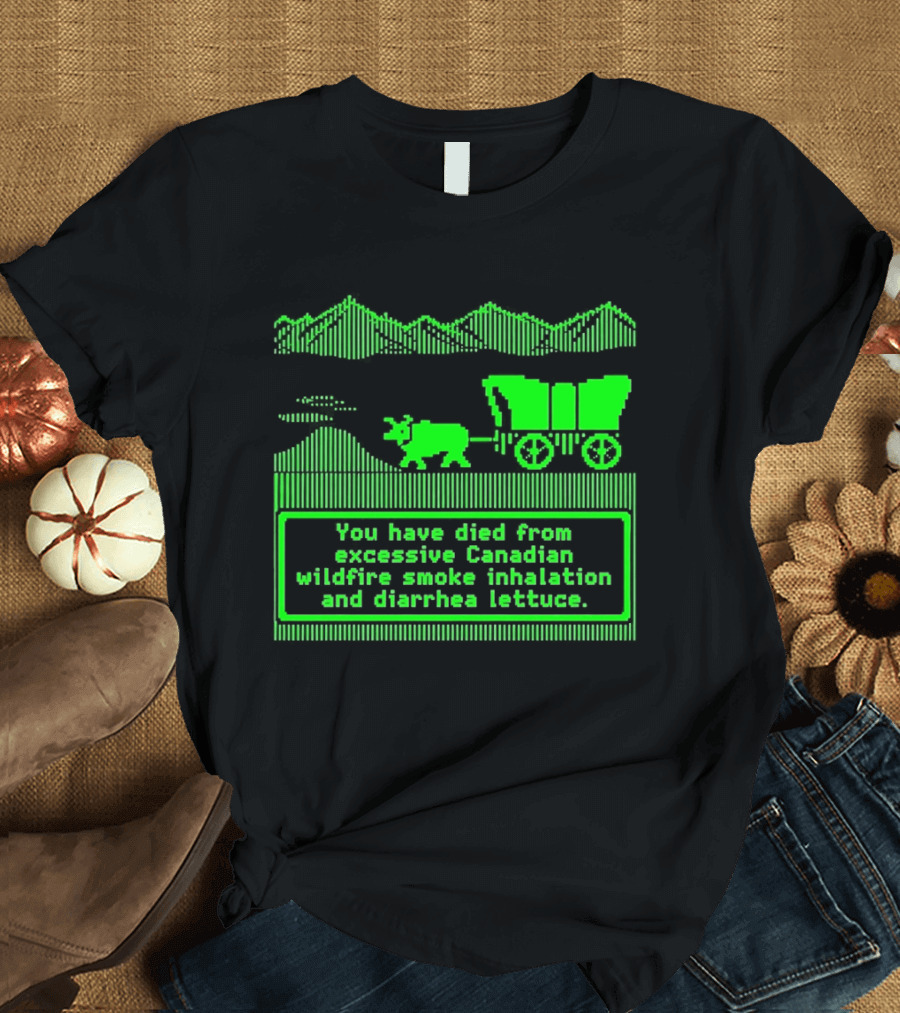 Oregon Trail You Have Died From Excessive Canadian Wildfire Smoke Inhalation And Diarrhea Lettuce T-Shirt