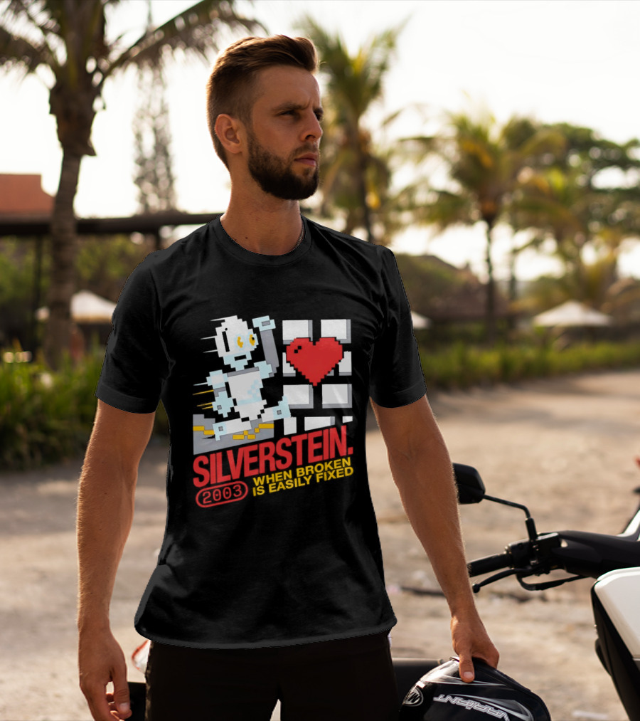 Silverstein 2003 When Broken Is Easily Fixed Pixel Robot Heart T-Shirt