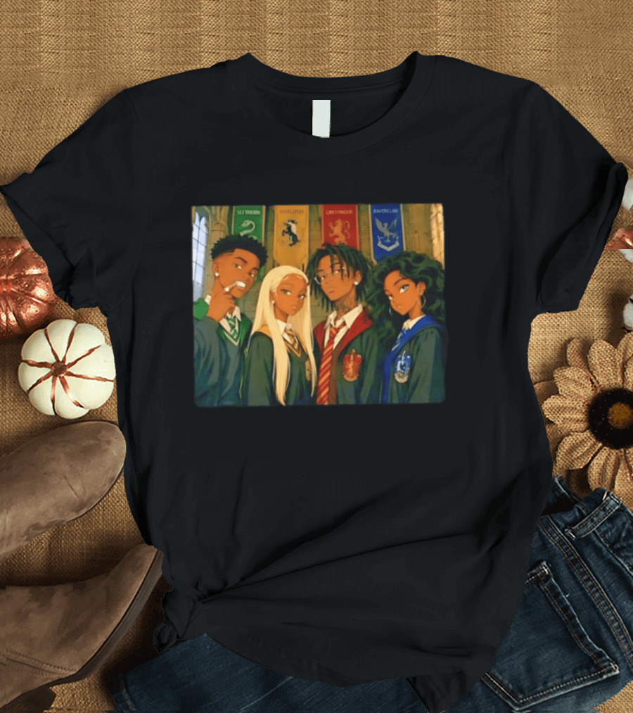 Slytherin Hufflepuff Gryffindor Ravenclaw Hogwarts Students Anime Characters T-Shirt