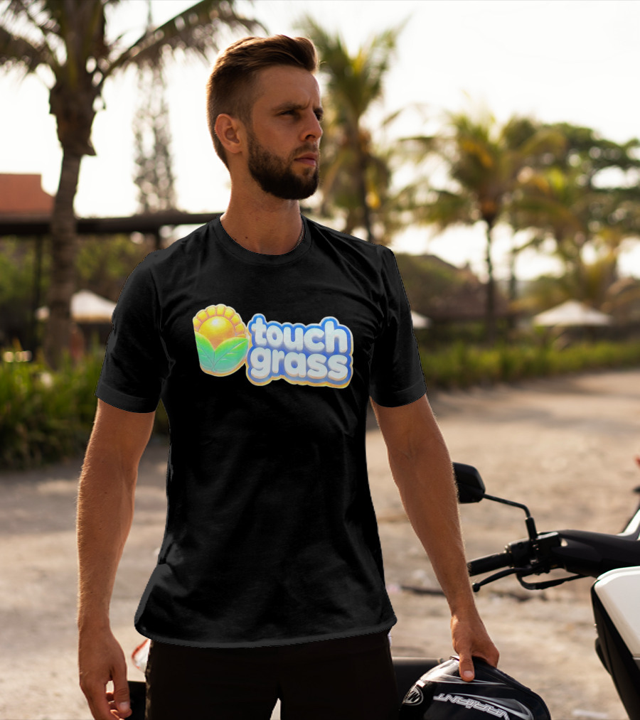 Touch Grass Plants Vs Zombies Sunflower Gaming Meme T-Shirt