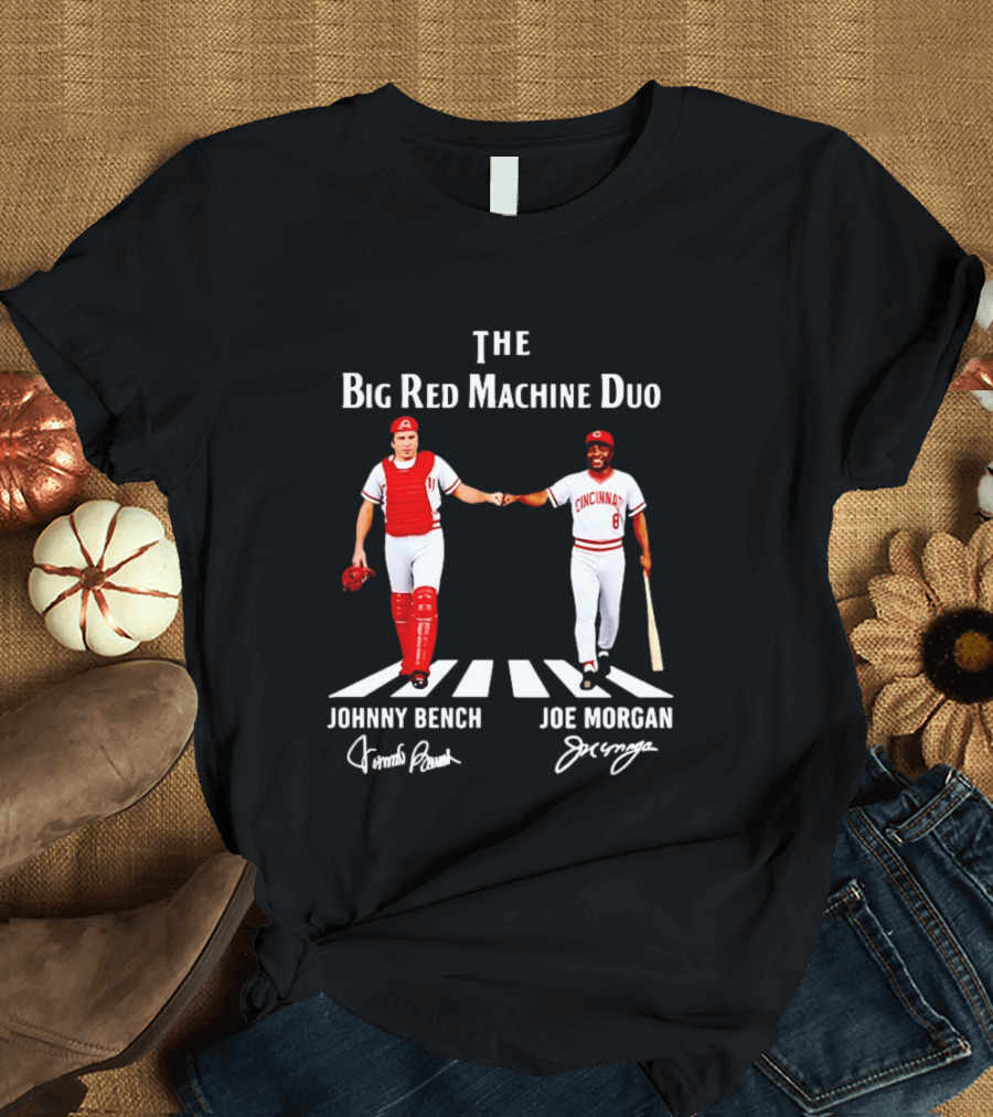 The Big Red Machine Duo Johnny Bench Joe Morgan Cincinnati Reds Fist Bump T-Shirt