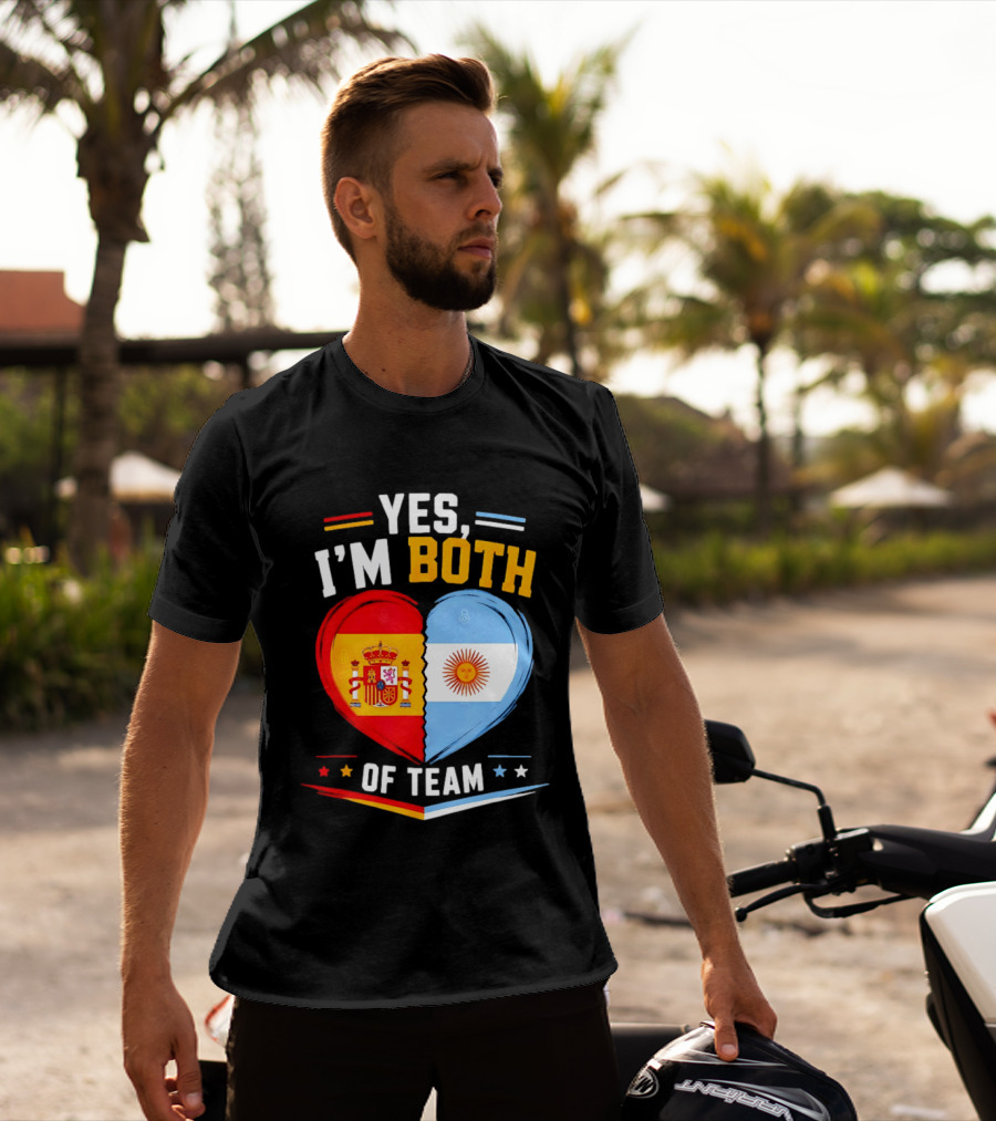 Yes I'm Both Team Spain And Argentina Heart Flags T-Shirt